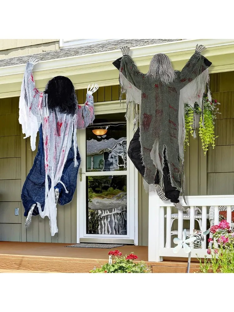 2 Pack 47" Halloween Climbing Zombies Wall Decoration Outdoor Dead Zombie Decoration for Haunted House