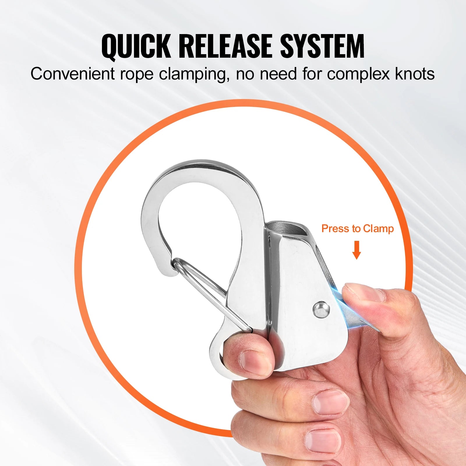 Boat Anchor Hook 304 Stainless Steel Slide Knotless System Clip Easy to Use Holds 3700lb