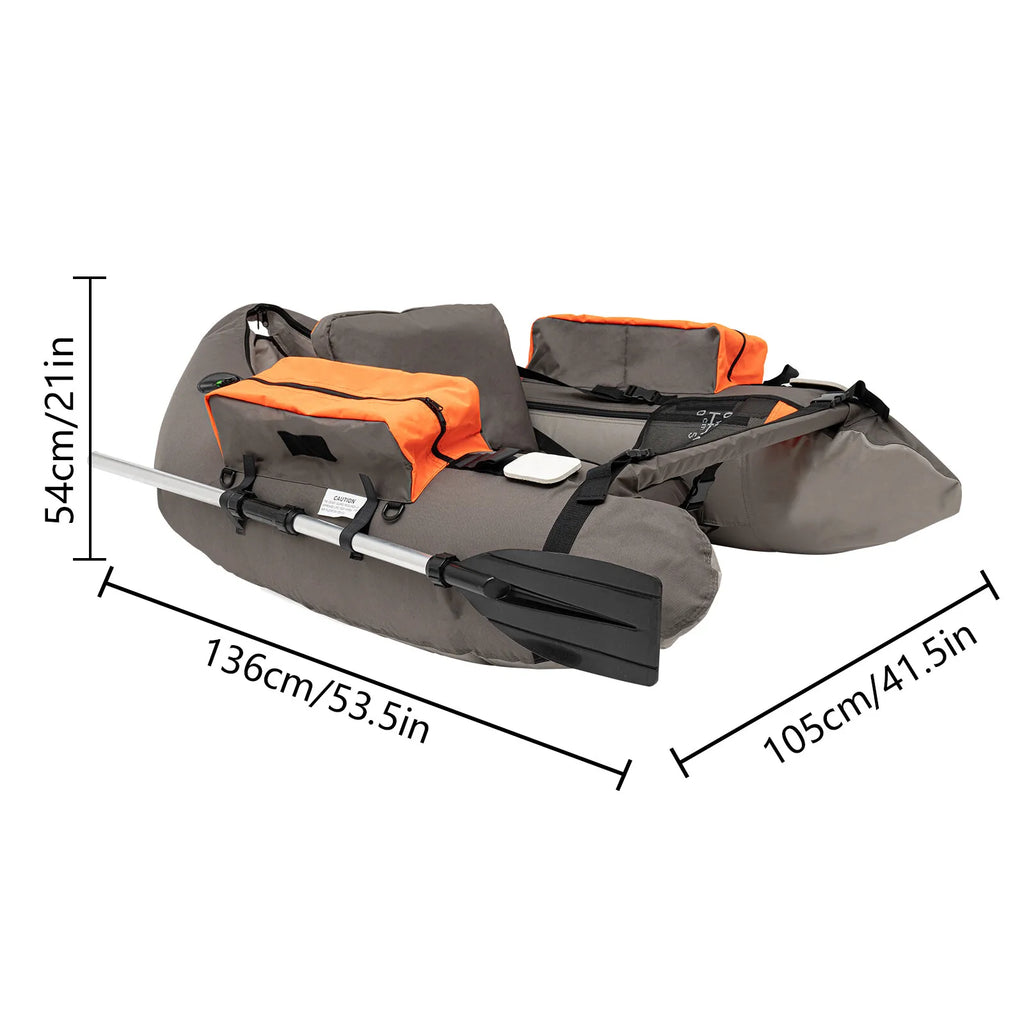 Portable Inflatable Fishing Boat Raft with Adjustable Angle Backrest for Outdoor Water Fishing