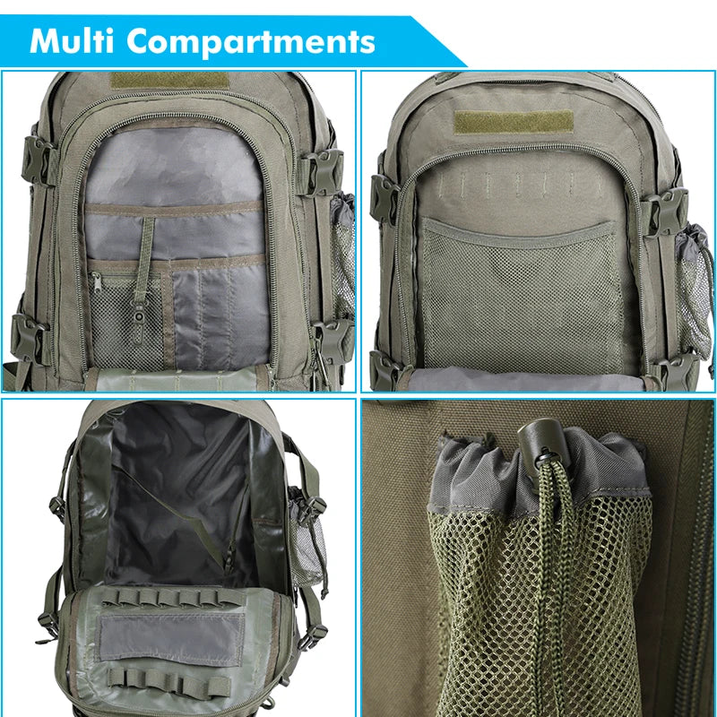 60L Travel Tactical backpack Hiking Camping Expandable Molle Rucksacks