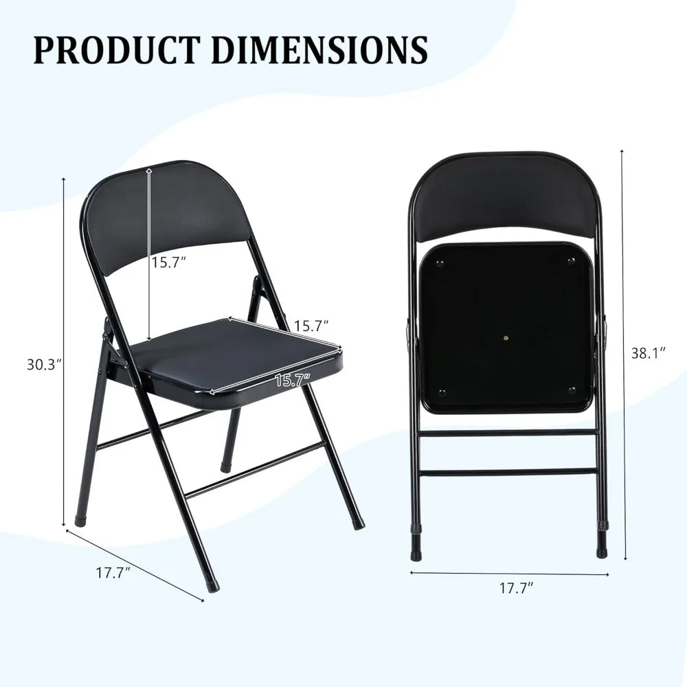 10 Pack Folding Chairs with Padded Cushion and Back, Foldable Outdoor Chairs with 330-LBS Capacity