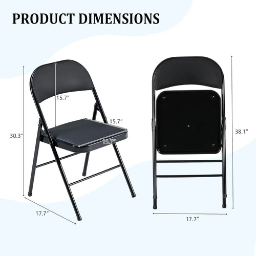 10 Pack Folding Chairs with Padded Cushion and Back, Foldable Outdoor Chairs with 330-LBS Capacity