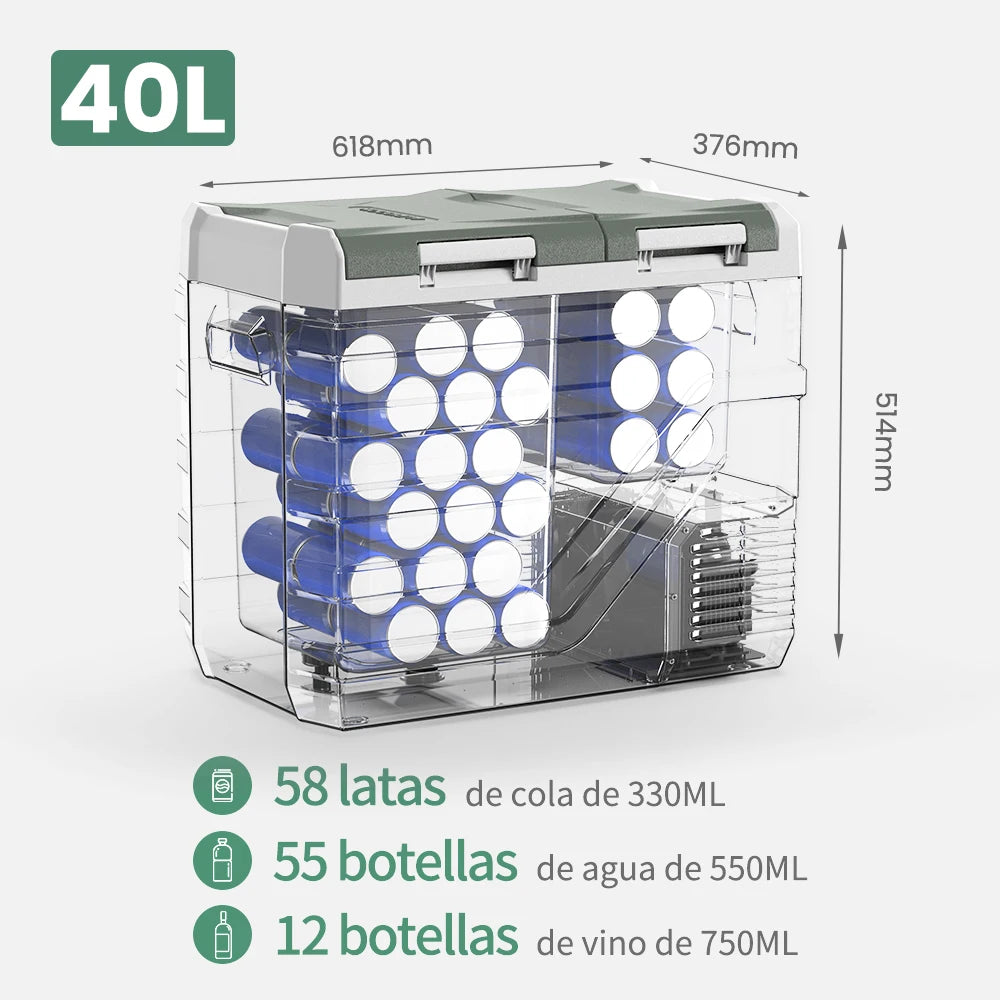 NLS 20L 30L 40L Car Refrigerator Mini Fridge Freezer 12V Portable Compressor Cooler 12/24V DC 100-240V AC for Camping