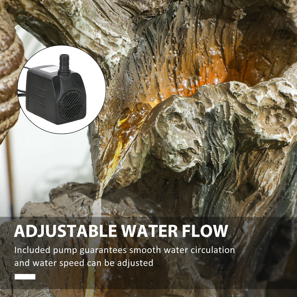 22.4" 3-Tier Outdoor Water Fountain with LED Lights, Pump
