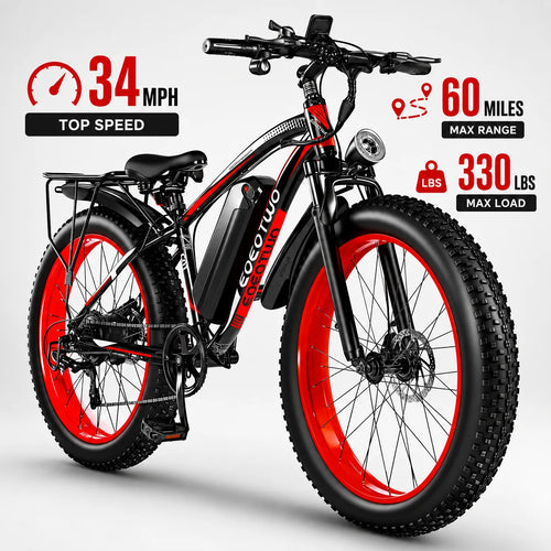 1500W Fat Tire Electric Bike for Adults 26"x4.0 All Terrain 34MPH Fast Mountain E-Bike 48V Bicycle