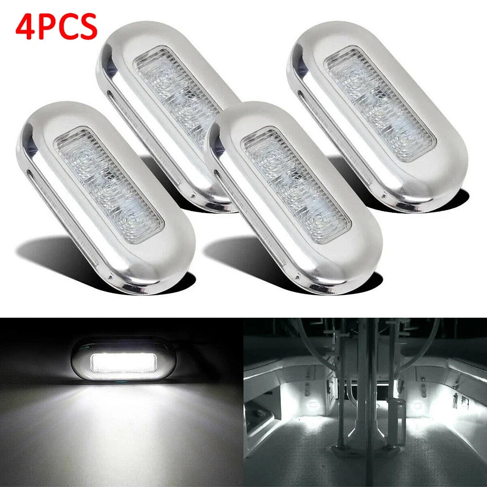 4pcs Boat Courtesy Lights Marine Grade 24V Waterproof Cool Blue LED