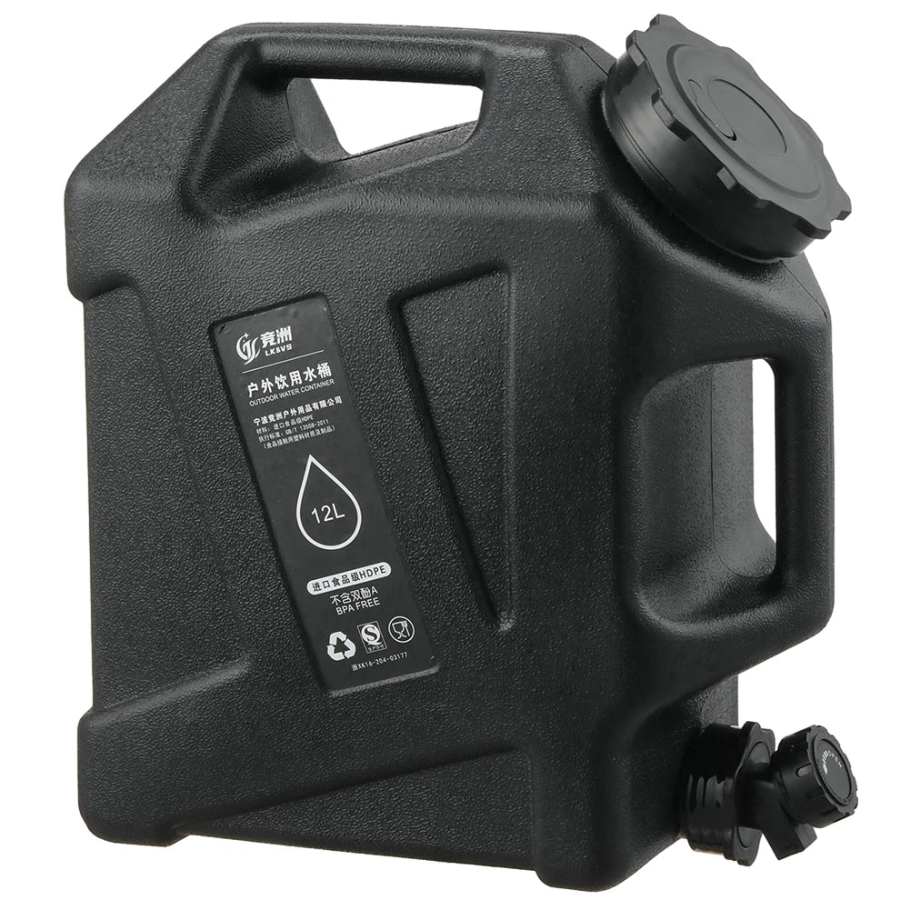 12L Camping Water Container Carrier Portable Large Capacity Outdoor Hiking