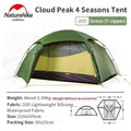Cloud Peak 2 Person Tent Ultralight Waterproof Camping Tent 4 Season Nylon Backpacking Traveling Tent