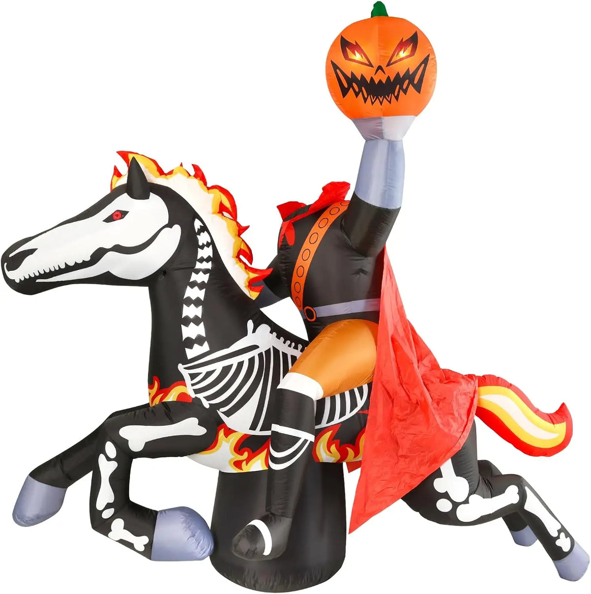 9-Foot Halloween Headless Horseman Inflatable Outdoor Decoration, Day of the Dead Blow-Up Yard Display with Built-In LED