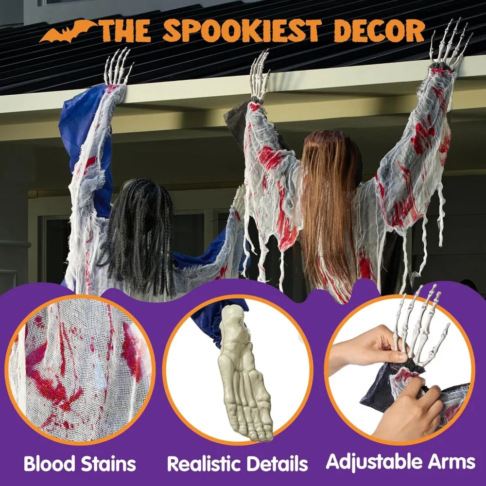 2 Pack 47" Halloween Climbing Zombies Wall Decoration Outdoor Dead Zombie Decoration for Haunted House