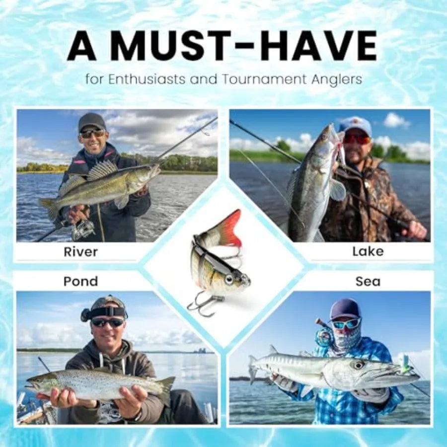 Bass Fishing Lure for Freshwater and Saltwater Lifelike Multi Jointed Swimbait for Bass Trout