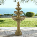 Sag Harbor 66" High Large Italian Outdoor Decor Sand Stone Floor Fountain with Light LED Waterfall 4-Tier Standing Basin Water F
