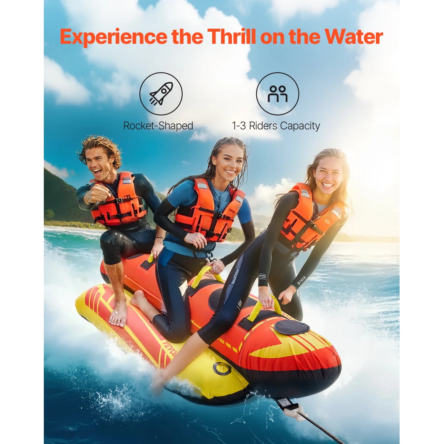 Towable Tubes for Boating 1-3Rider Inflatable Boat Tubes 510lbs Capacity