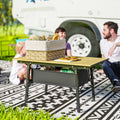 3ft Camping Table, Adjustable Height Small Folding Table, Brown