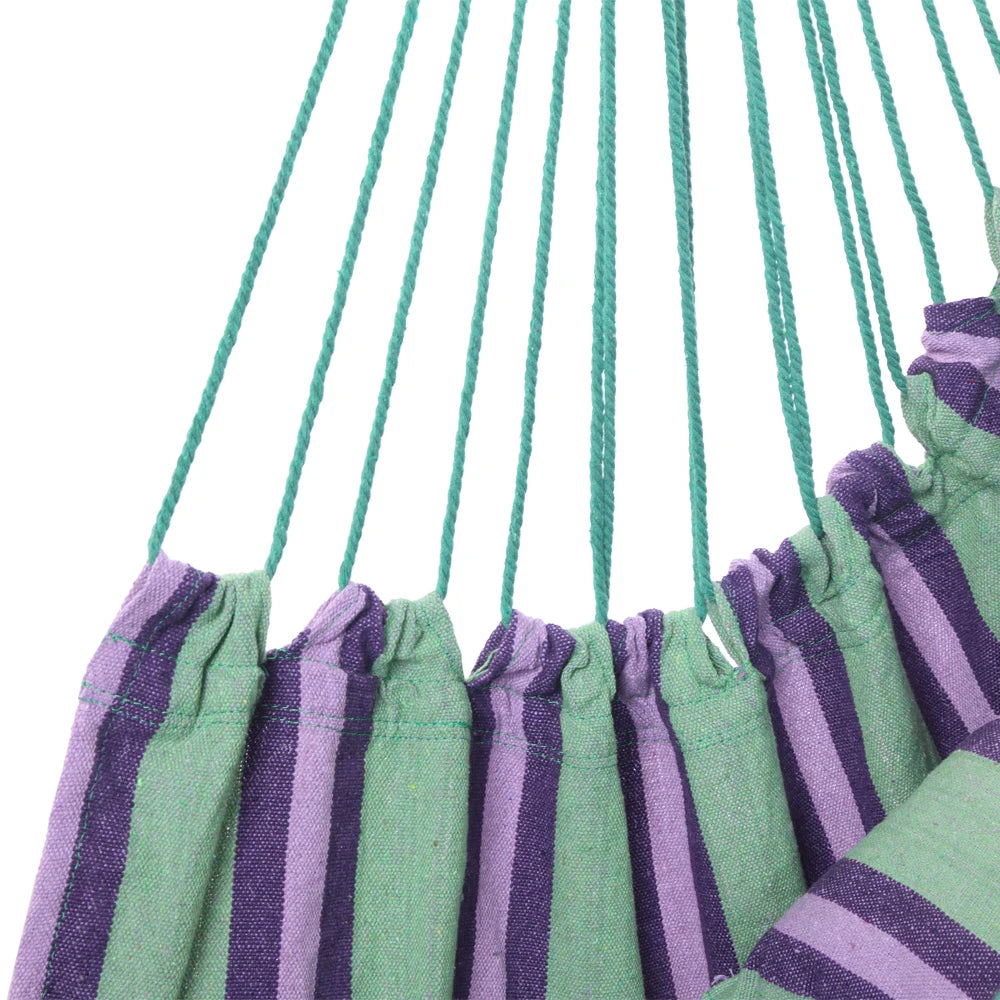 Outdoor Hanging Rope Chair Polyester Cotton with 2 Soft Pillows 250 Lbs Capacity