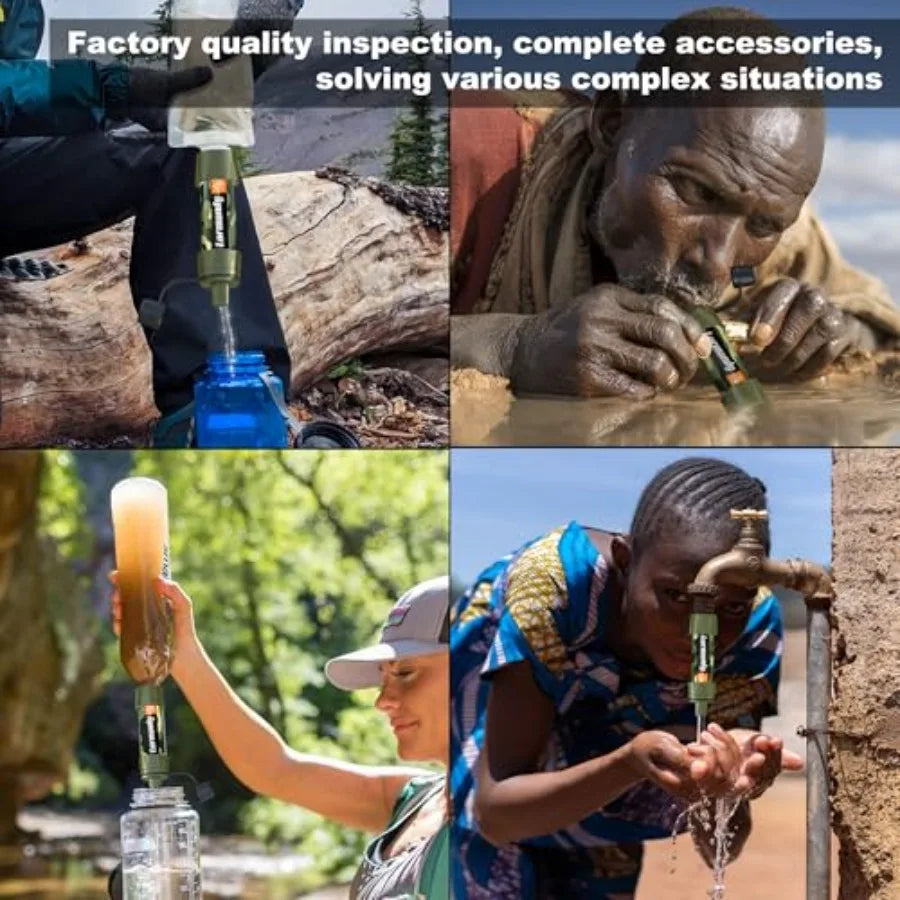 Straw Water Filter 5 Pack Outdoor Camping and Hiking Survival Gear Kit for Family Use, Ultra-Light Personal Filter Straws for B