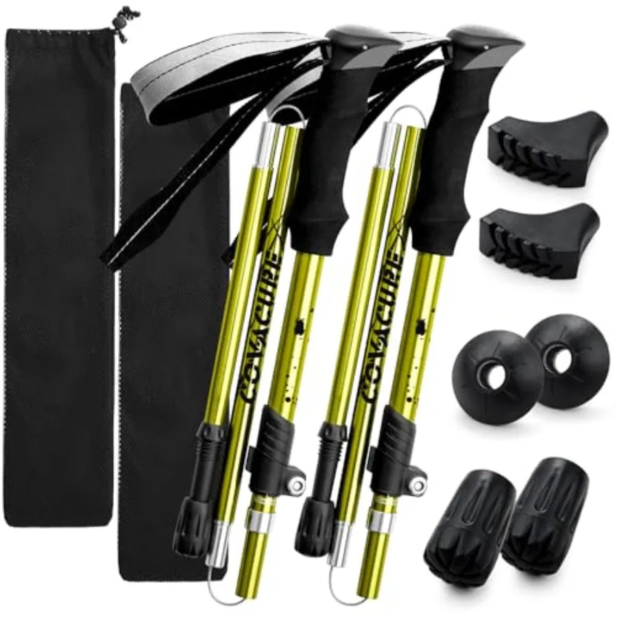 Hiking Poles Collapsible Trekking Poles - Aluminum Alloy 7075 Walking Sticks for Hiking with Telescopic and Foldable Tri-fold D