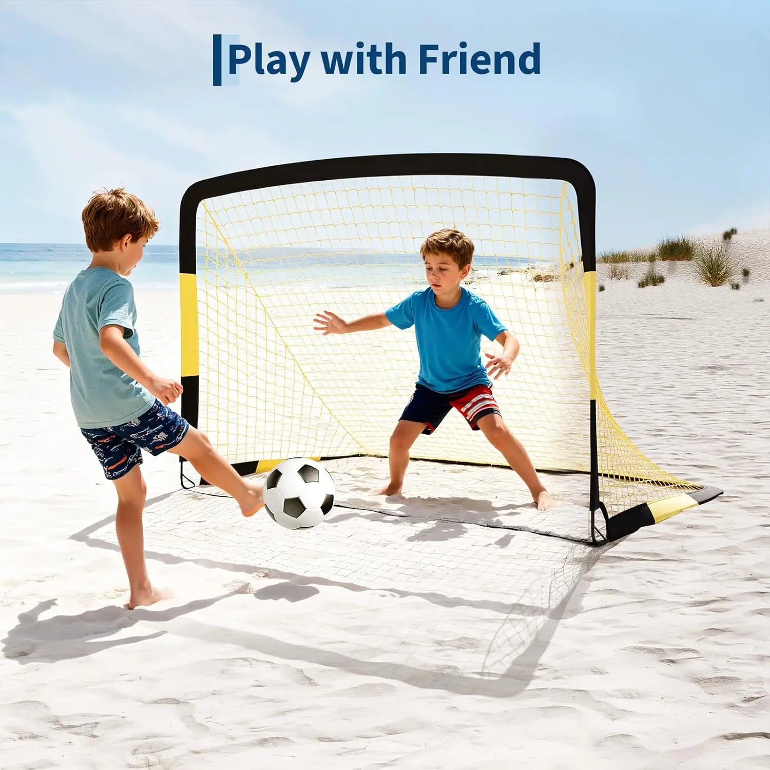 Heavy Duty Portable Soccer Goal for Backyard, Metal Frame Mesh Soccer Rebounder Net