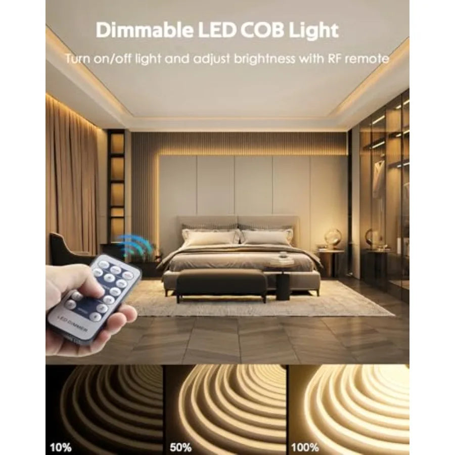 Outdoor LED Strip Lights Waterproof 50Feet Dimmable LED Rope Light with Remote AC 110V~120V