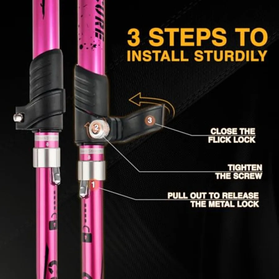 Hiking Poles Collapsible Trekking Poles - Aluminum Alloy 7075 Walking Sticks for Hiking with Telescopic and Foldable Tri-fold D
