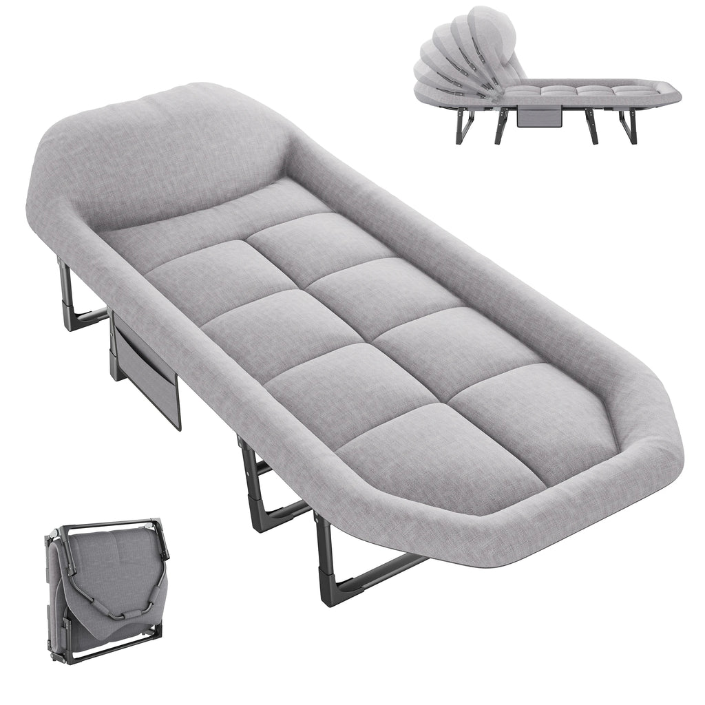 Adjustable Folding Camping Bed with Mattress  Lightweight Camping Cot with Carry Bag 6 Angles