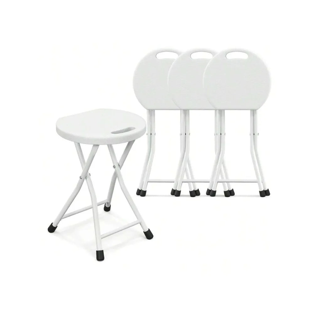 4PCS 18 Inch High Folding Stool Portable Foldable Camping Chair with Carrying Handle Heavy Duty Outdoor Seating
