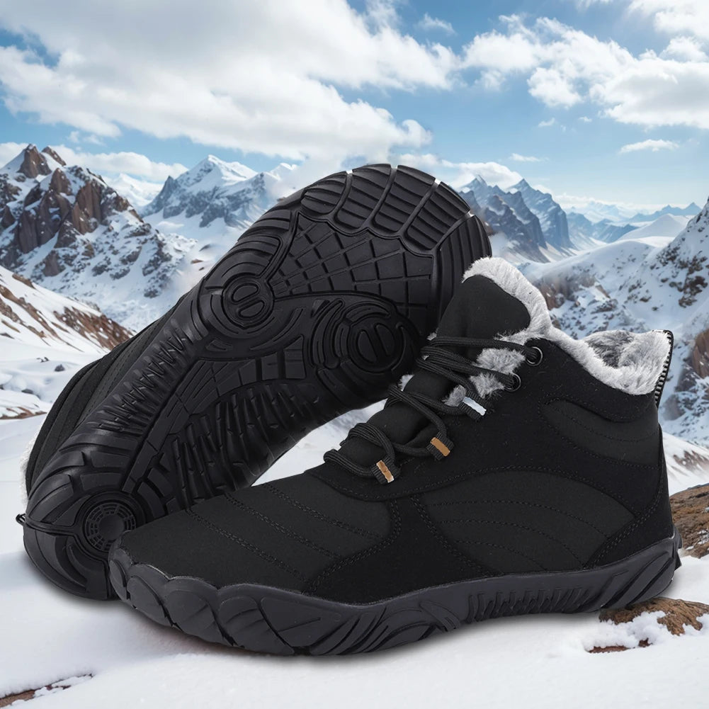 Winter Plush Boots Barefoot Non Slip Outdoor Trekking Shoes Waterproof  Wide Toe Box