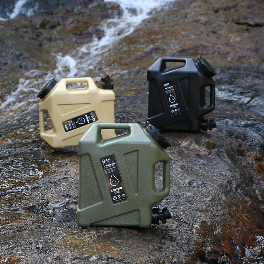 12L Camping Water Container Carrier Portable Large Capacity Outdoor Hiking