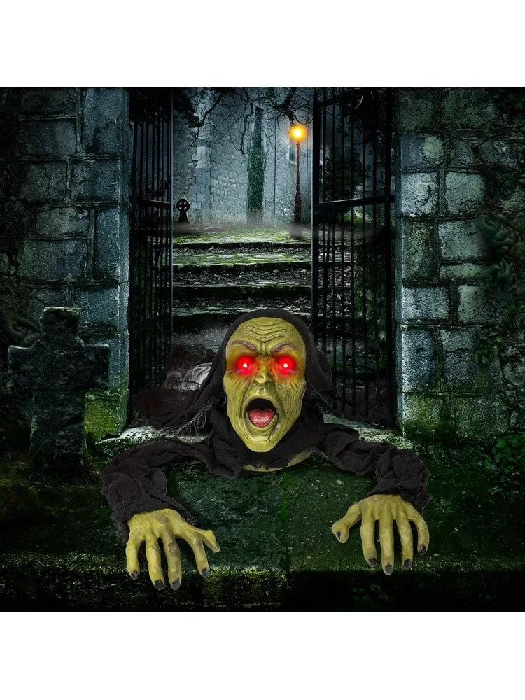 Outside Zombie Groundbreaker Halloween Decoration with Sound and Flashing Eyes Scary Groundbreaker for Yard Lawn Graveyard
