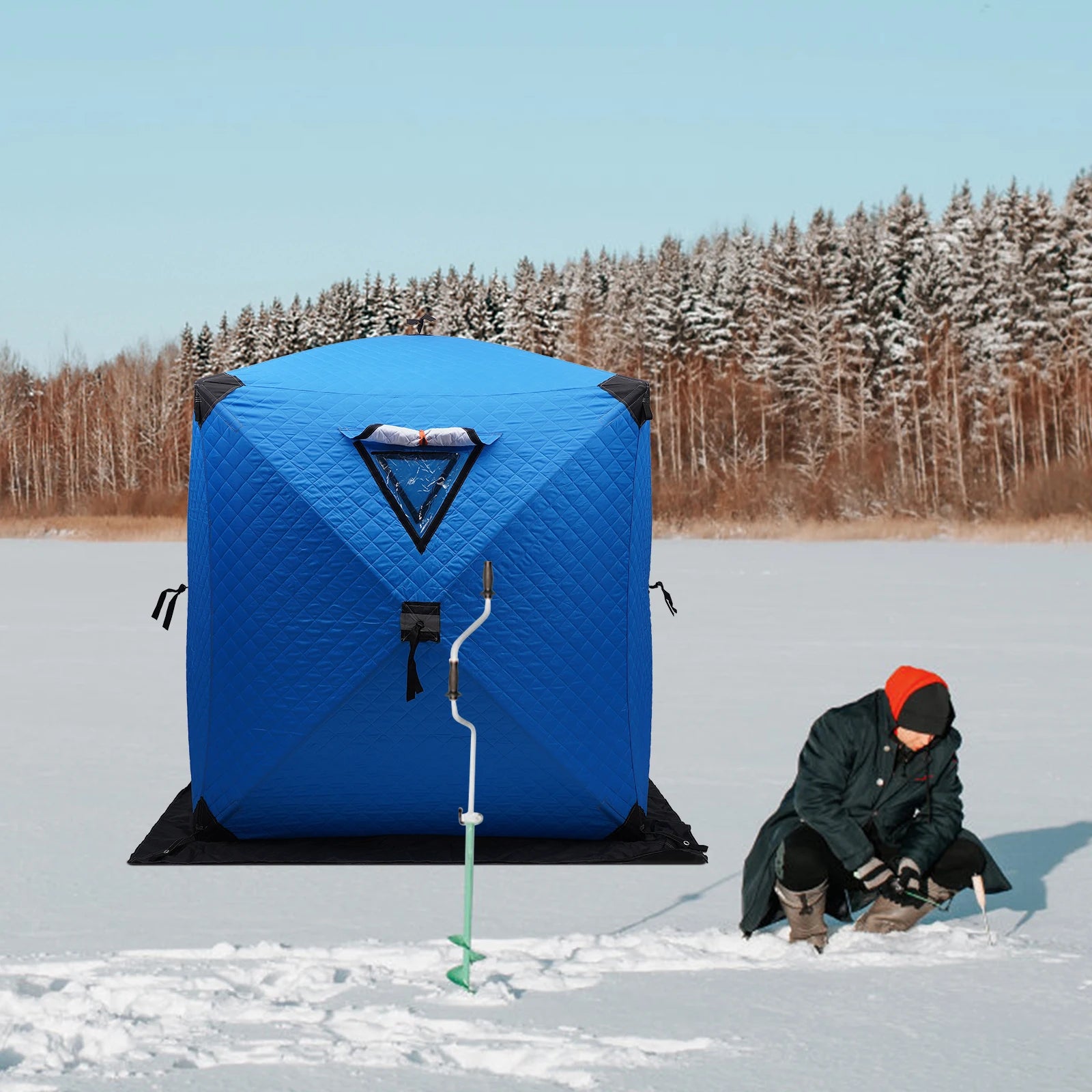 Ice Fishing Insulated Tent, 1-2 Person Shelter, Portable Therma Windproof Camping