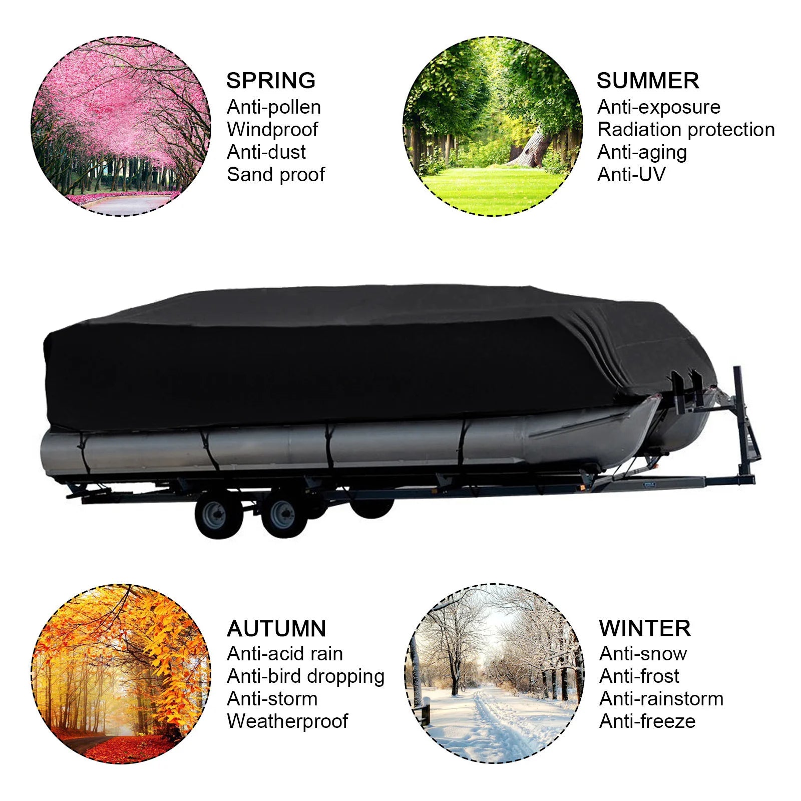 17-24ft For Universal Boat Covers 210D Waterproof Dustproof  Pontoon Cover Protect