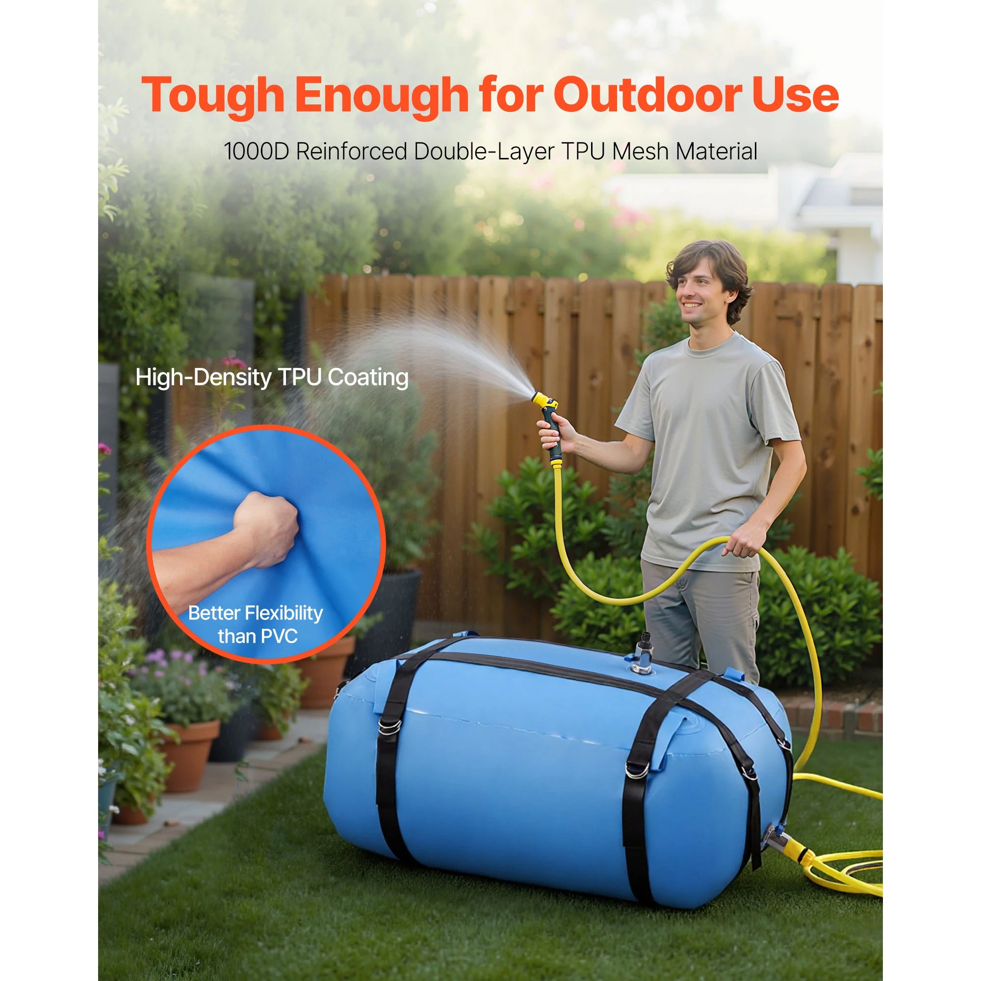 Water Storage Bladder TPU Soft Water Bag Portable & Collapsible Containers for Camping