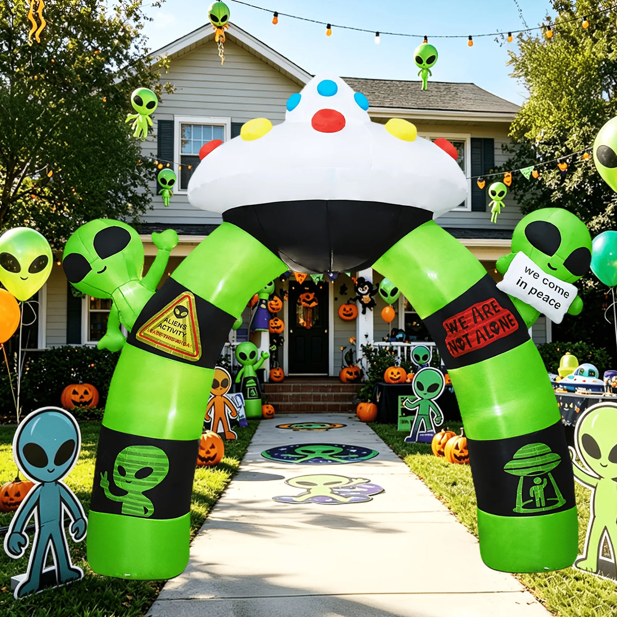 10.5FT Halloween Inflatable Alien Arch Decoration Archway with Built-in LED Lights