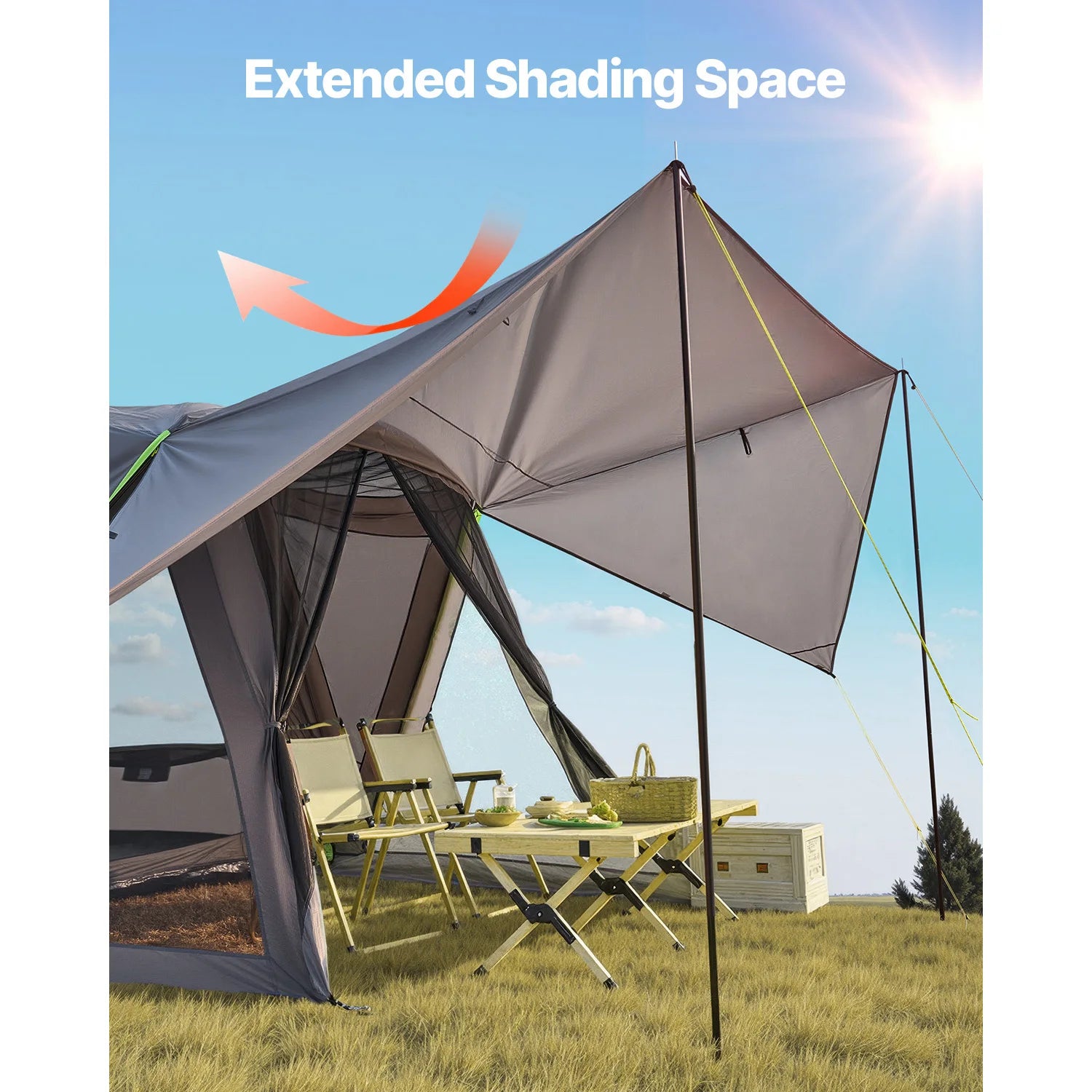SUV Tent for Camping Waterproof PU2000mm Spacious Double Layer Design SUV Camping Tent with Shade Awning