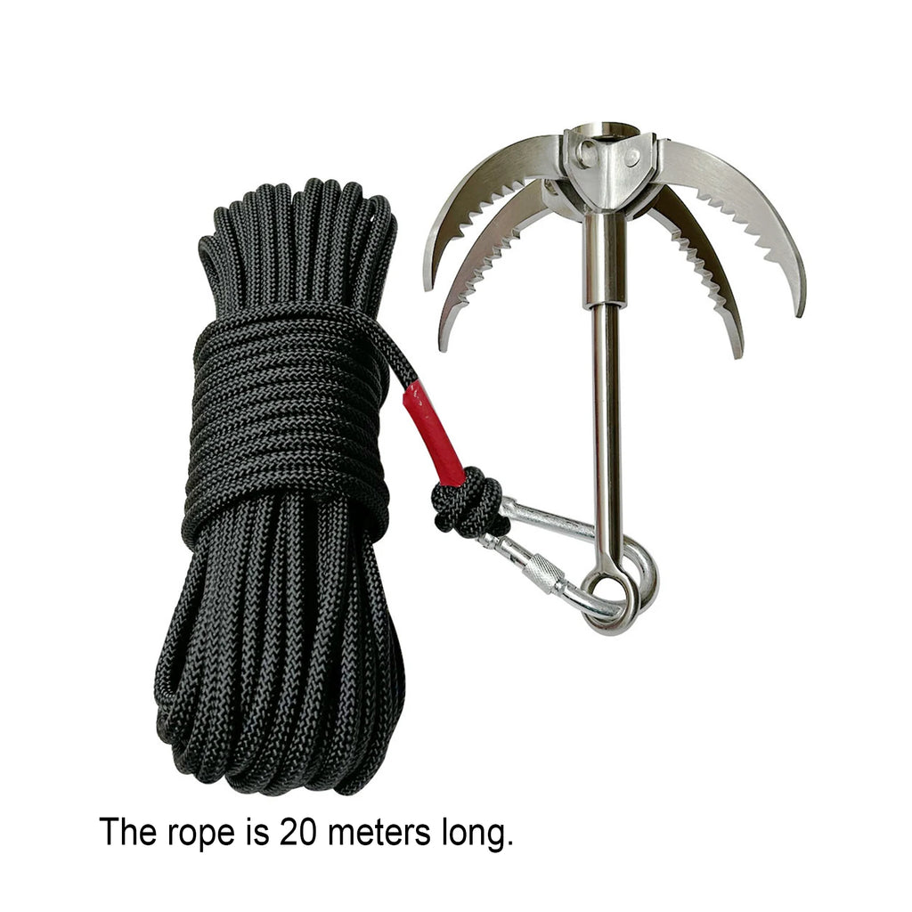 20M Outdoor Rope Rock Climbing Hooks Flying Tiger Claw Grappling Hook Camping Equipment