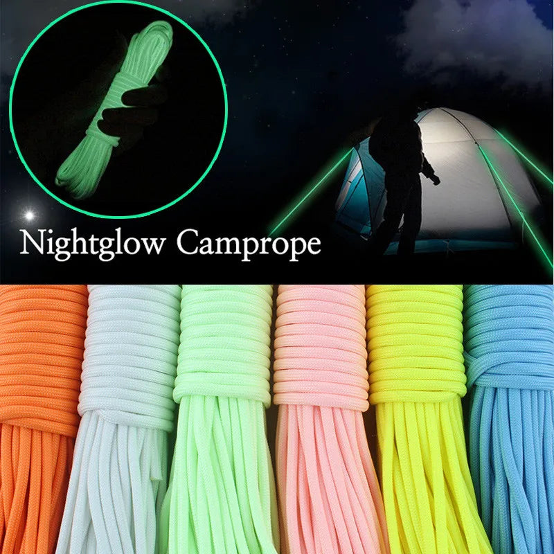 Luminous 9 Strands Paracord Nylon 550 Tent Cord Outdoor Glow In The Dark