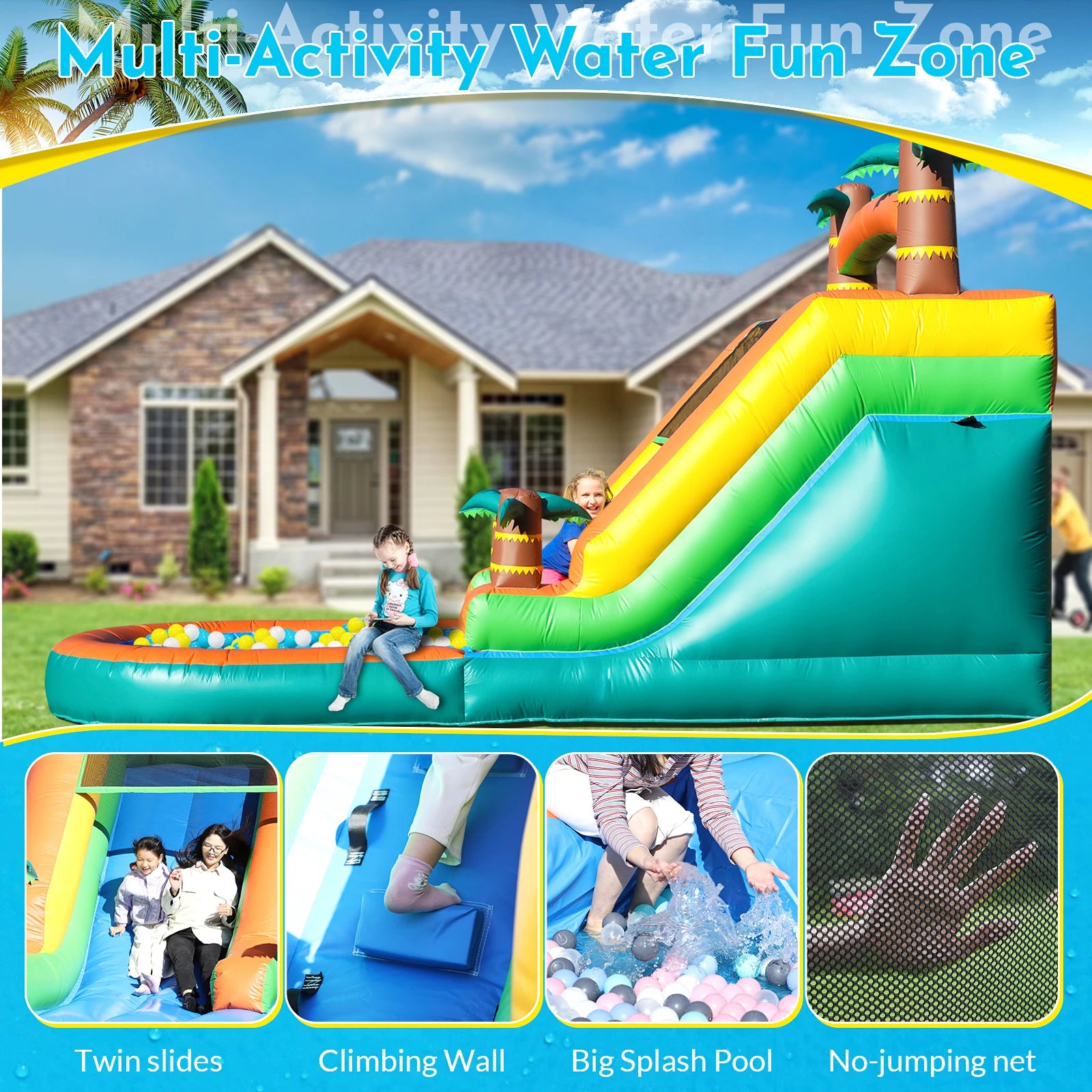 21ft Giant Commercial PVC Inflatable Water Slide Bounce House Pool With Blower Children's playground