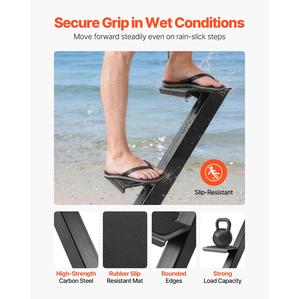 Boat Trailer Steps 2-Step/3-Step/4-Step with Non-Slip Surface 3 Mounting Angle Options