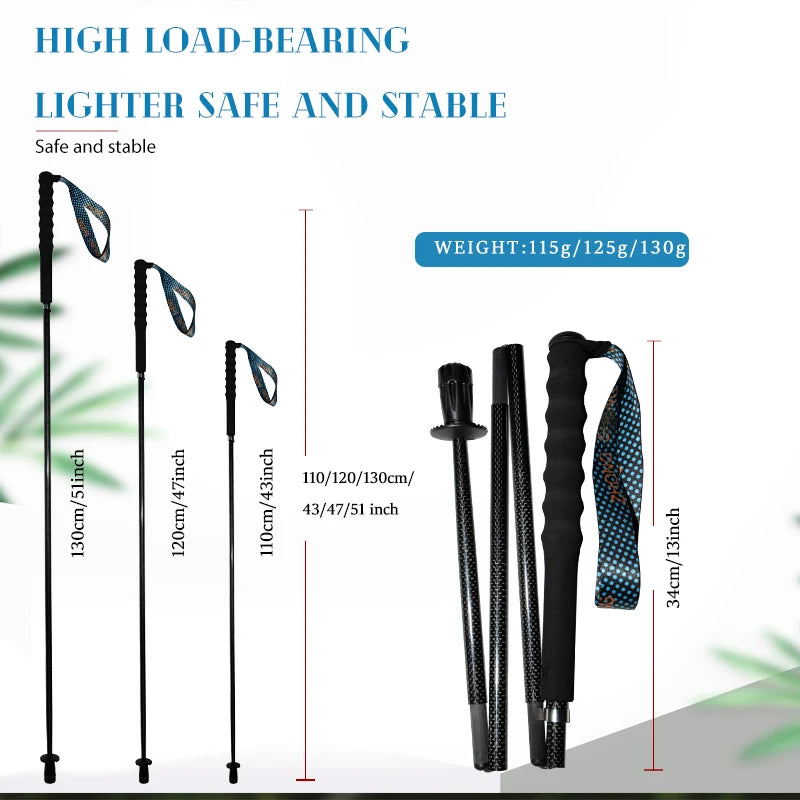 Carbon City Walking Running Sticks Lightweight T800 Carbon Fiber Collapsible Telescopic Hiking Trekking