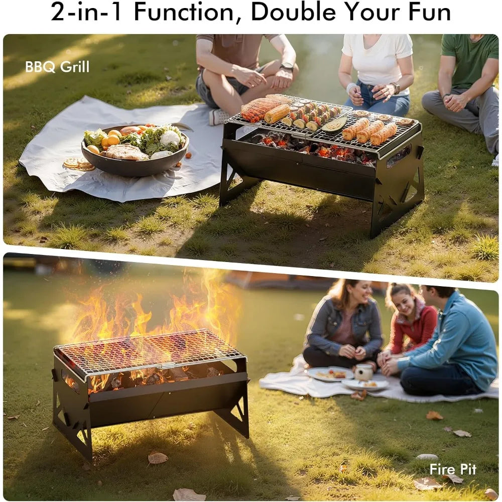 Folding Portable Charcoal Grill with Carry Bag for Outdoor Camping Cooking