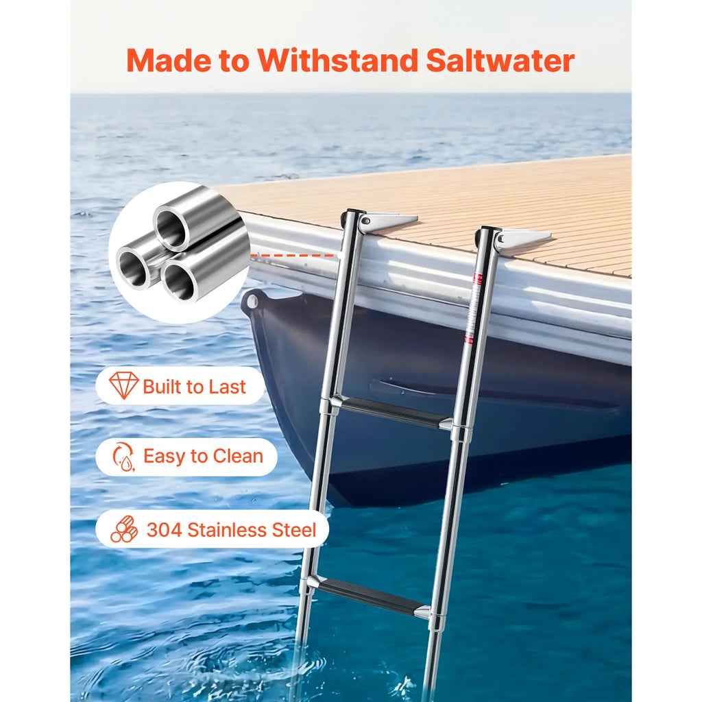 3/4 Steps Boat Ladder Stainless Steel 600/900 lbs Telescoping Folding Swim Deck