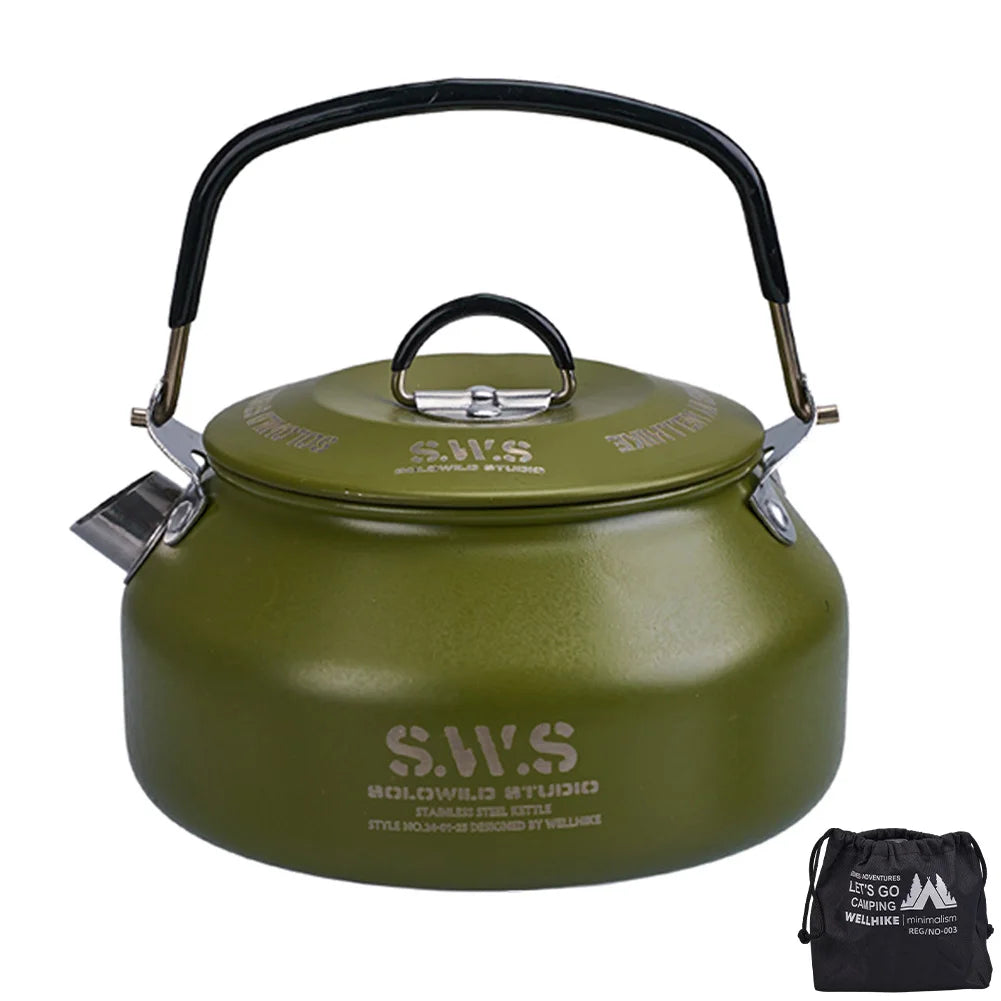 0.8L Portable Hiking Coffee Kettle 304 Stainless Steel Ultralight Outdoor Camping