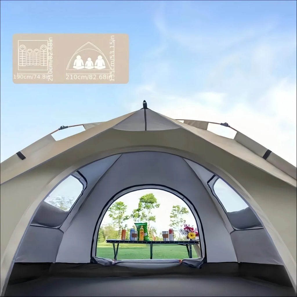 Silver Compact Auto-Tent - Quick 60-Second Setup Sunshade for 3-4 People, All-Weather & Portable