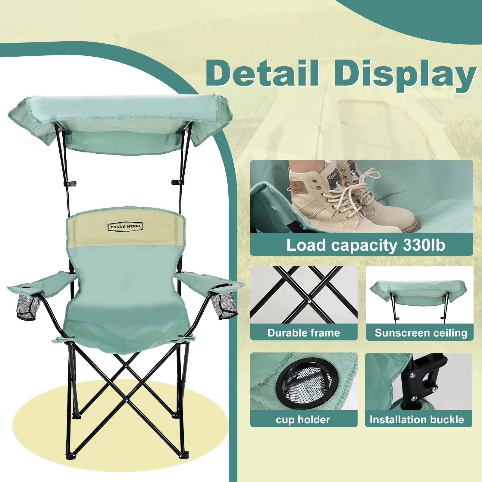 Outdoor Furniture Portable Folding Camping Chair With Armrests Lightweight Travel Chair