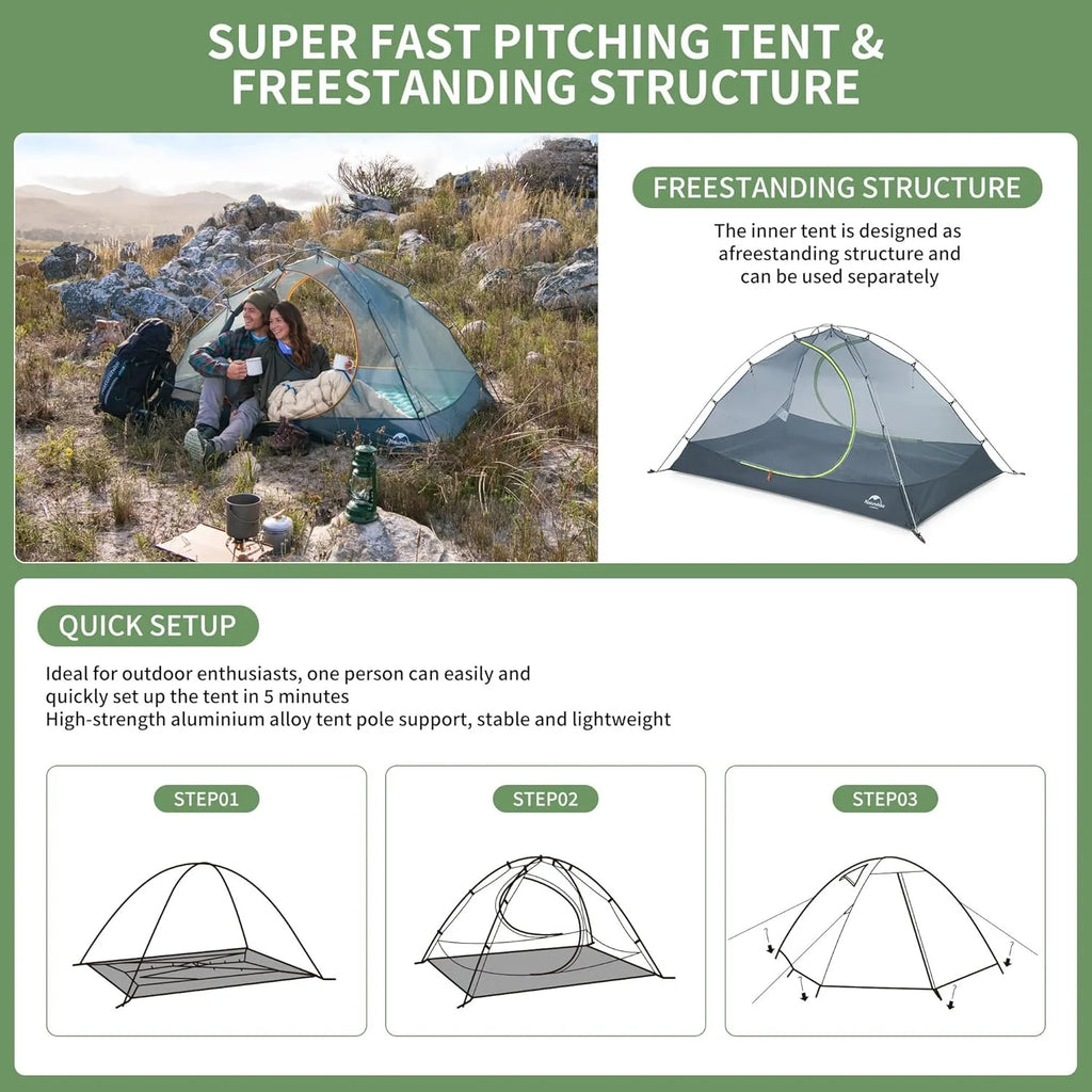 20D Ultralight Tent 2 Person PU4000mm Waterproof Trekking Tents Hiking Backpacking Shelter Tent Travel Tent