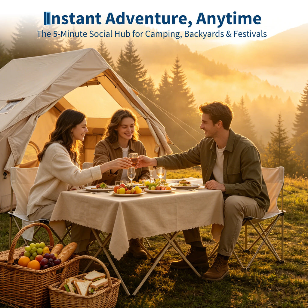 Spacious & Waterproof Inflatable Camping Tent – Family Outdoor Shelter for 6 – Quick Setup, Durable Oxford Fabric, Portable Camping