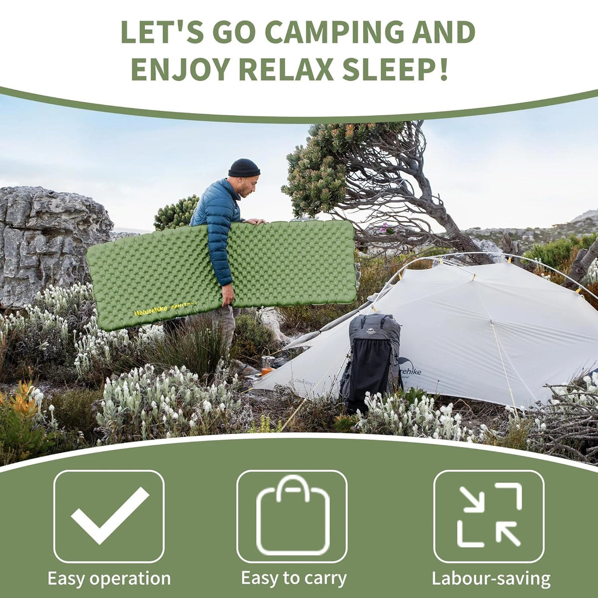 Ultralight Sleeping Pad Insulated Inflatable Sleeping Pad R4.6 Inflatable Air Mat 4 Seasons Outdoor Camping