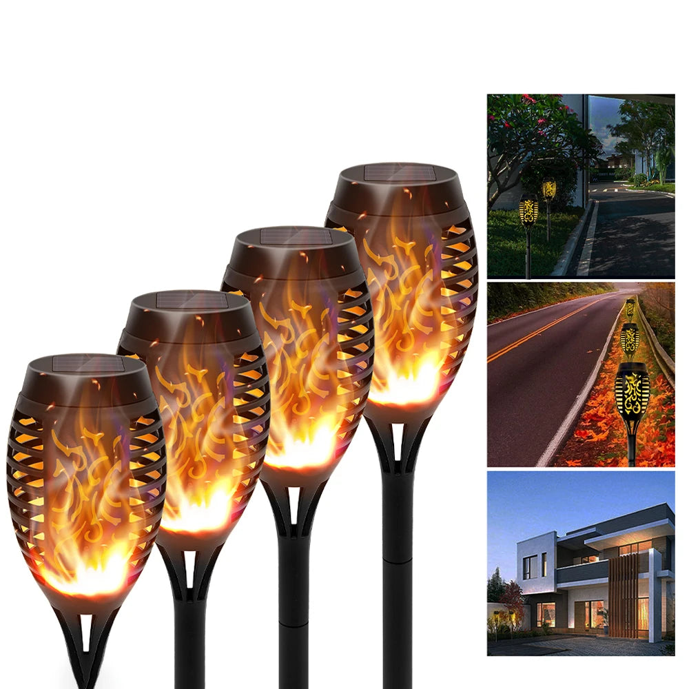 Solar Flame Torch Light LED Flickering For Lawn Path 4/6/8/12Pcs