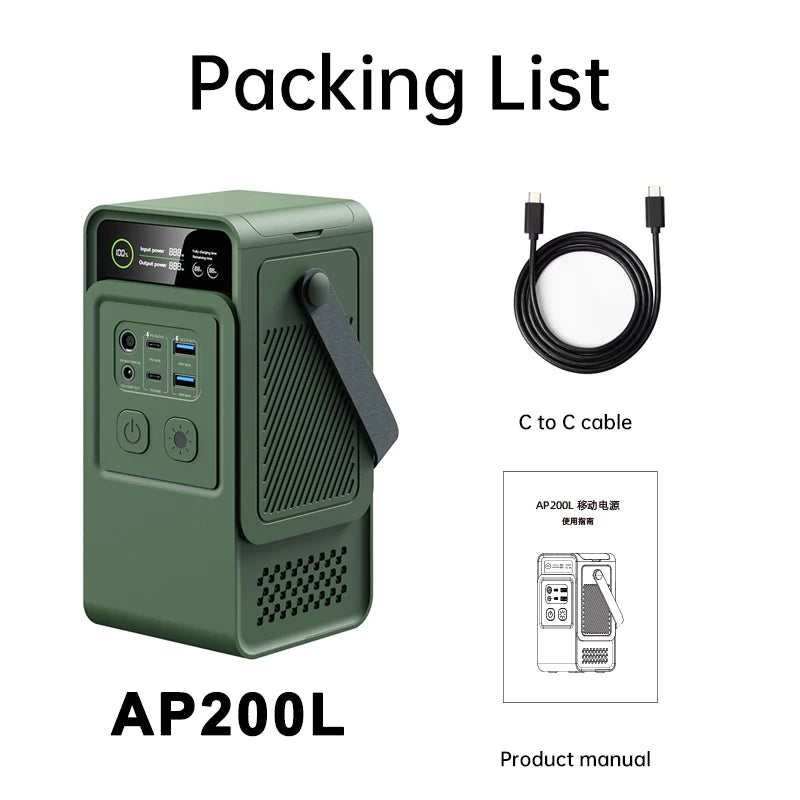 200W Power Station Camping 192Wh Lifepo4 Power Bank 60000mAh Portable Emergency Power USB TYPE-C Port