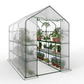 57x85x77in Walk-In Greenhouse With 8 Shelves, PE Cover, Mesh Windows & Zipper Door, Heavy Duty Plant House